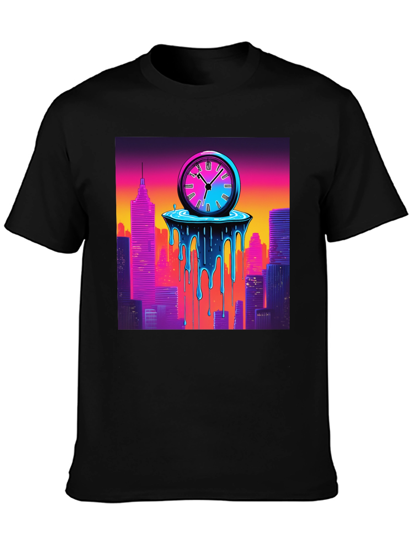 Time Warp Cityscape Graphic Tee - Cool Retro Design