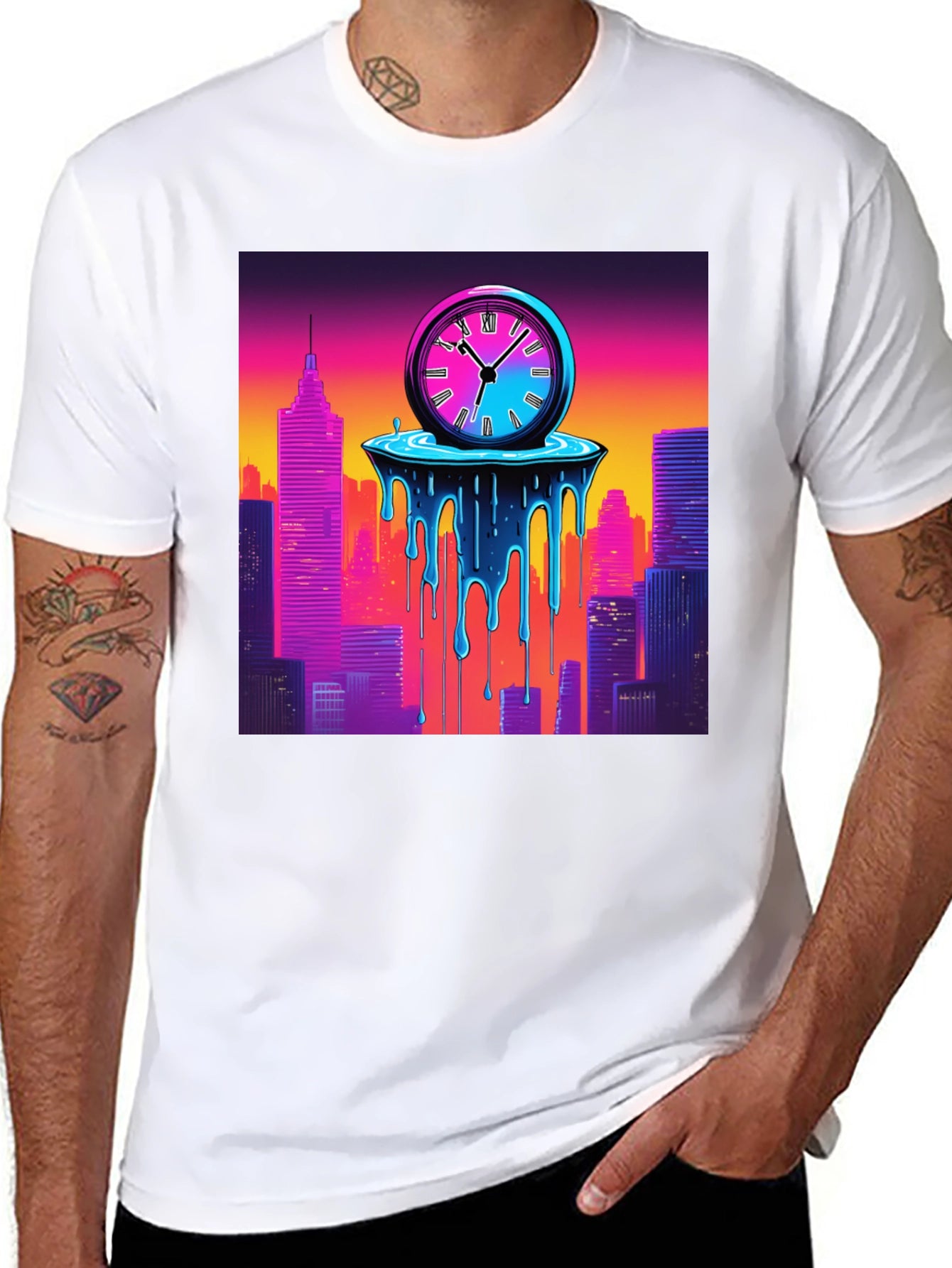 Time Warp Cityscape Graphic Tee - Cool Retro Design