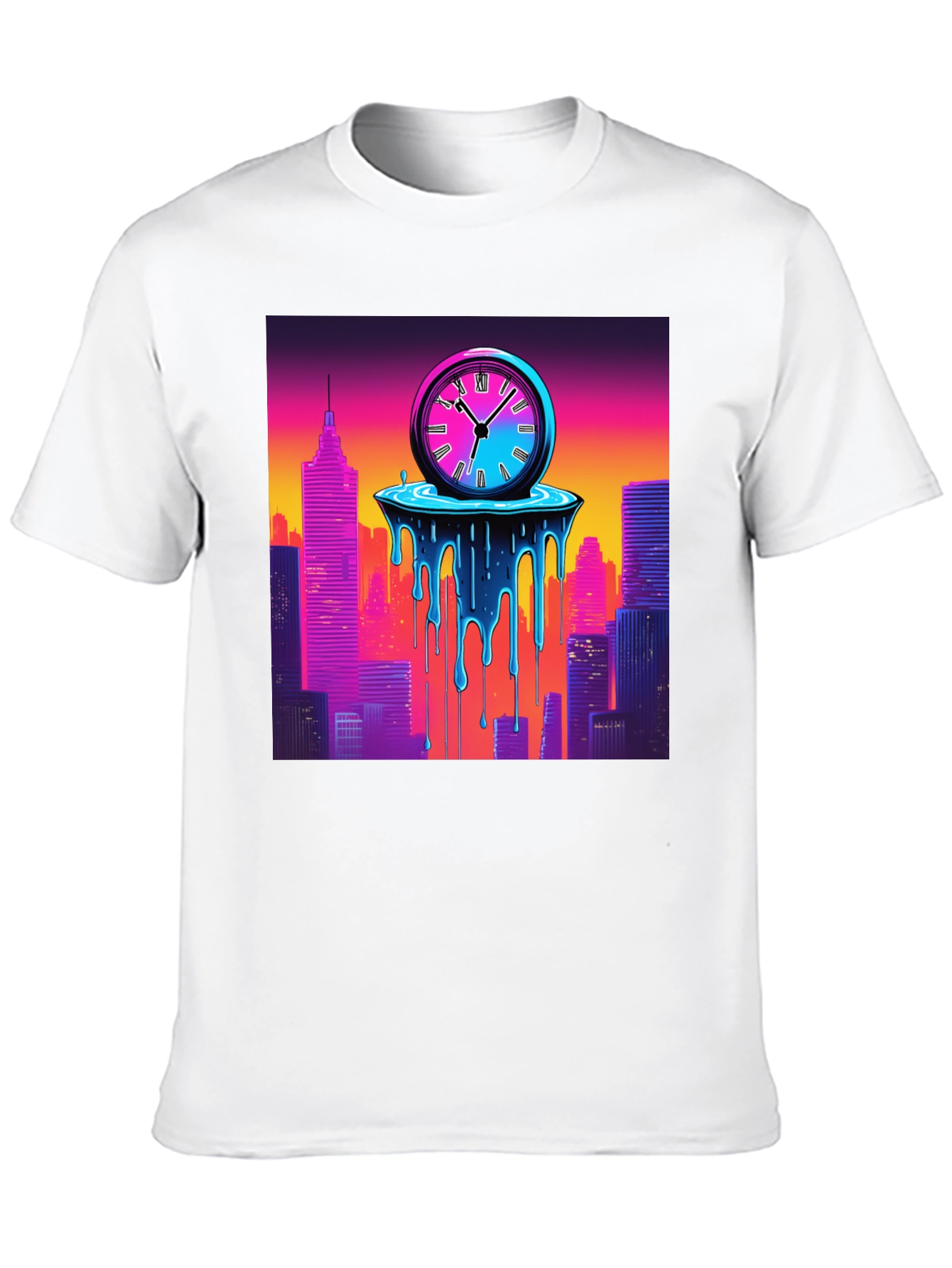 Time Warp Cityscape Graphic Tee - Cool Retro Design