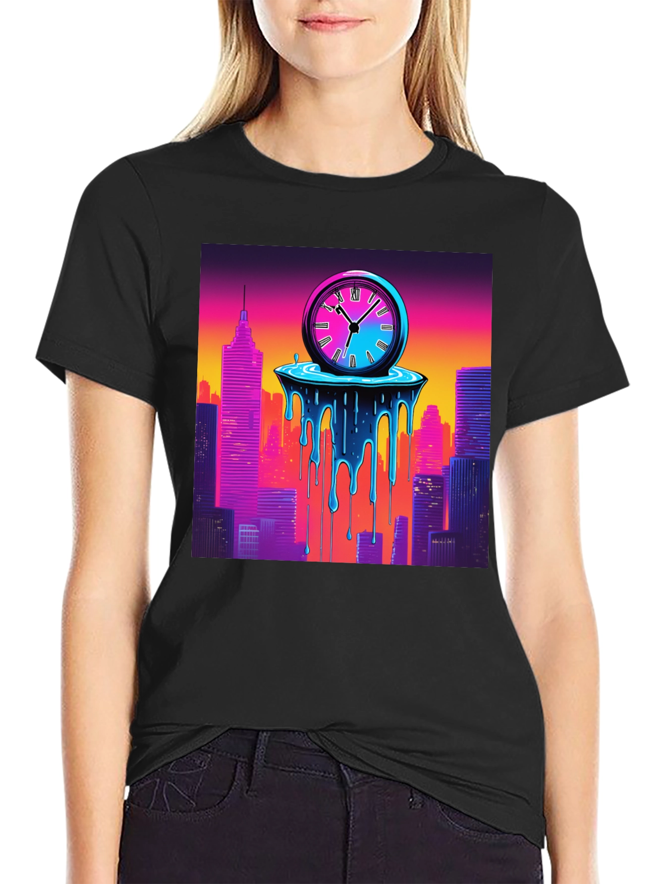 Time Warp Cityscape Graphic Tee - Cool Retro Design