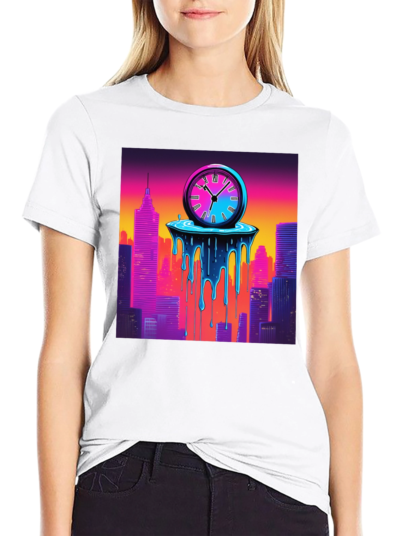 Time Warp Cityscape Graphic Tee - Cool Retro Design