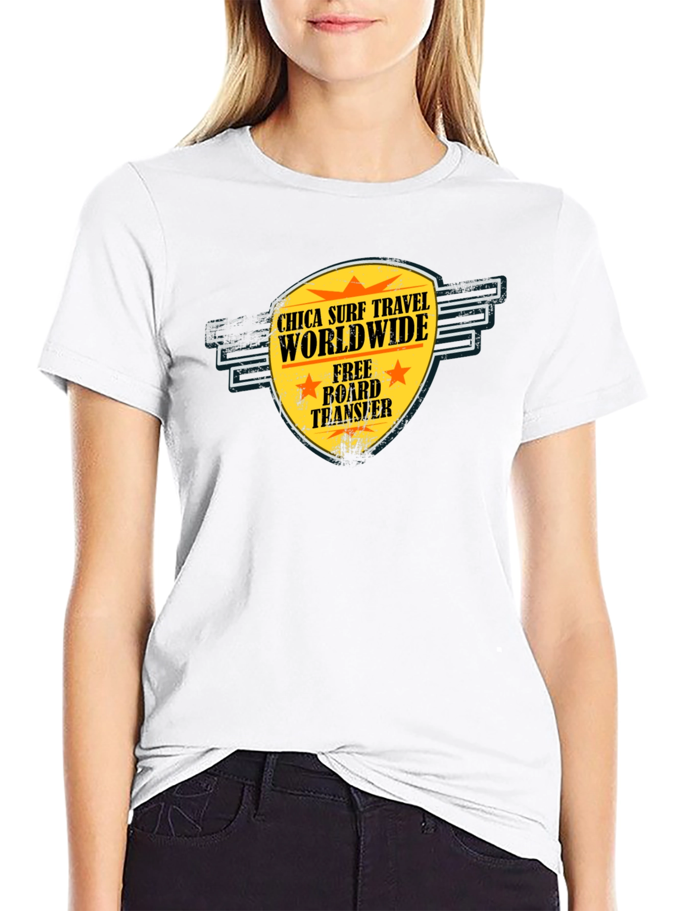 Chica Surf Travel T-Shirt - Worldwide Adventure Tee