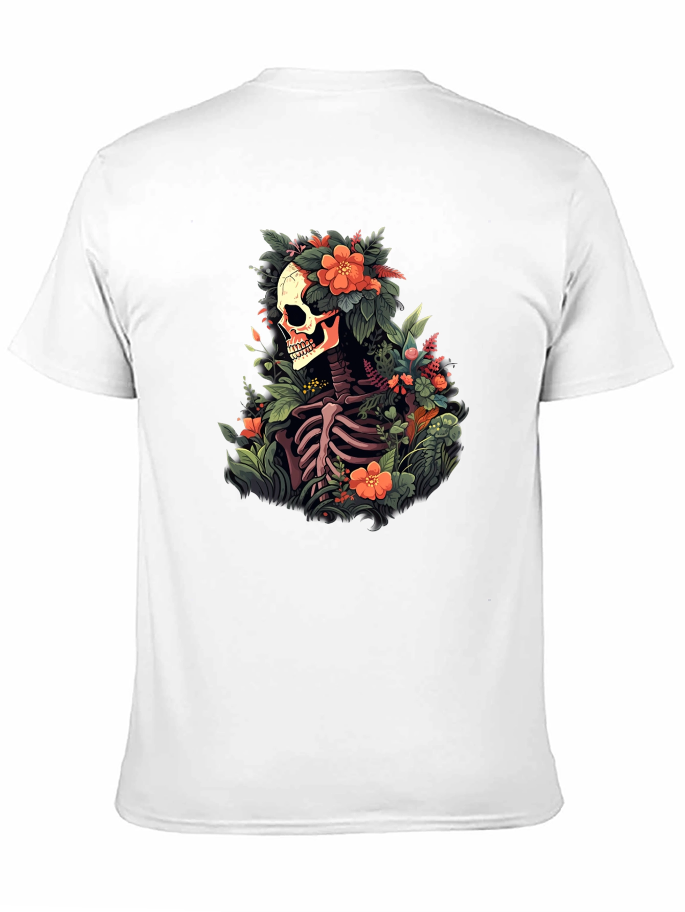 Floral Skull T-Shirt - Unique Skeleton Graphic Tee