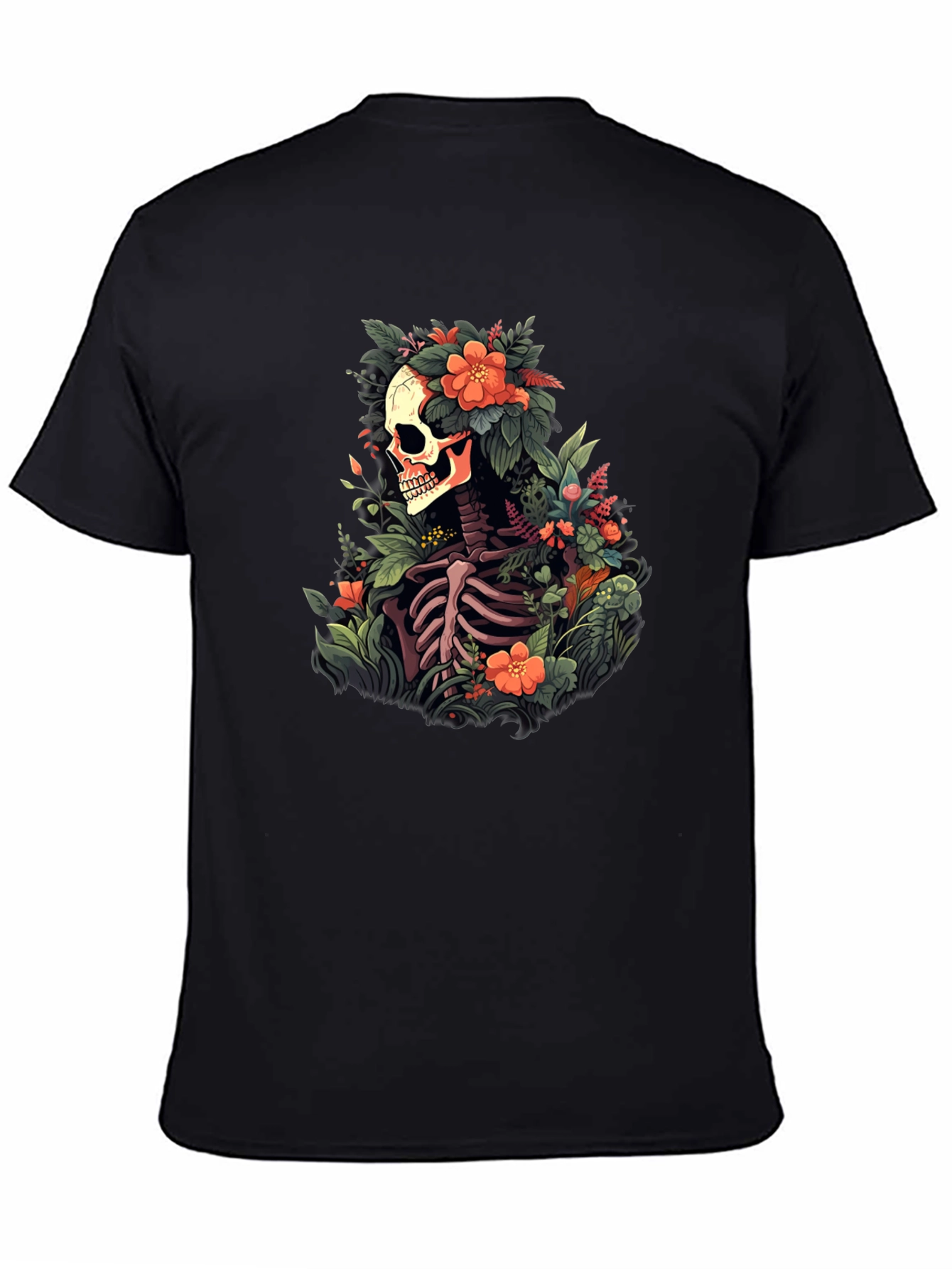 Floral Skull T-Shirt - Unique Skeleton Graphic Tee