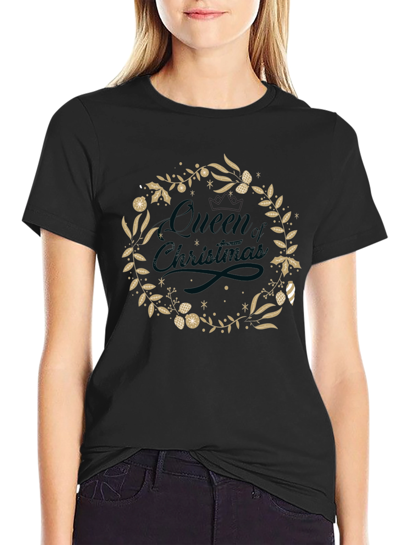 Queen of Christmas Wreath T-Shirt
