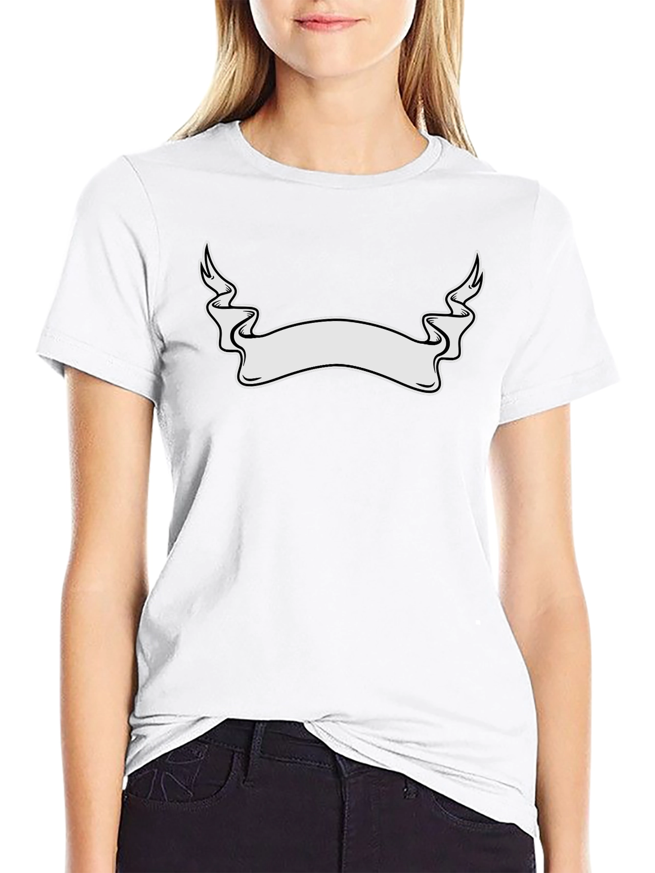 Blank Ribbon Banner Graphic Tee - Black
