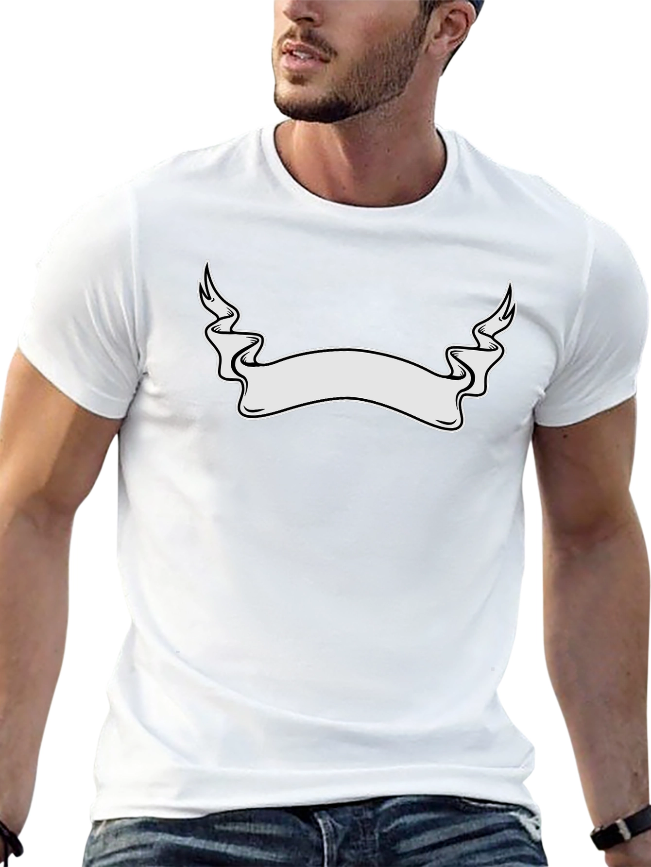 Blank Ribbon Banner Graphic Tee - Black