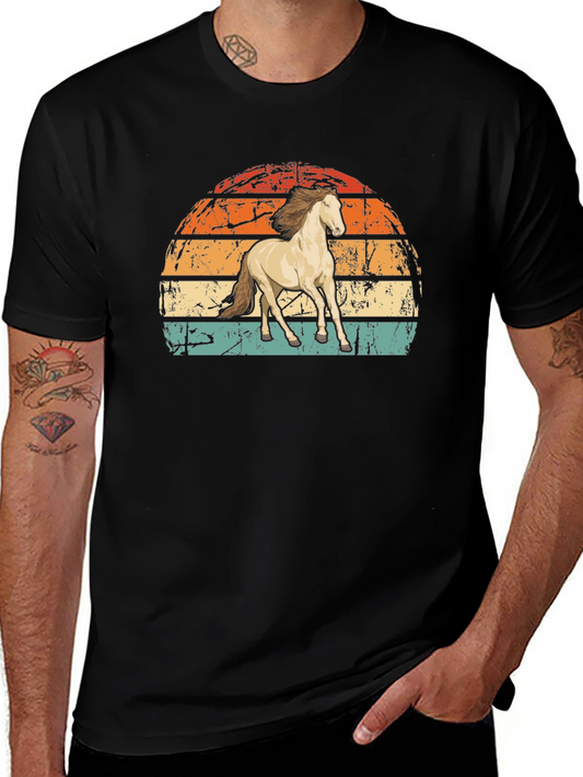 Vintage Horse Sunset Graphic T-Shirt