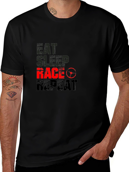 Eat Sleep Race Repeat Black T-Shirt