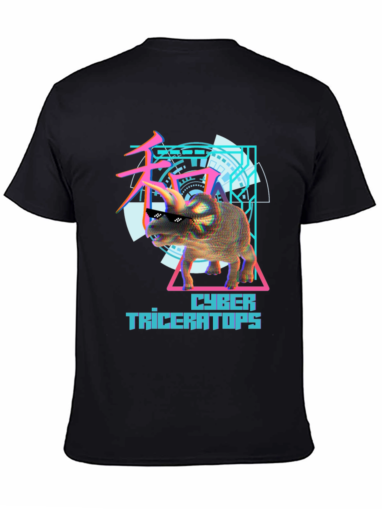 Cyber Triceratops Graphic Tee - Cool Dinosaur Shirt