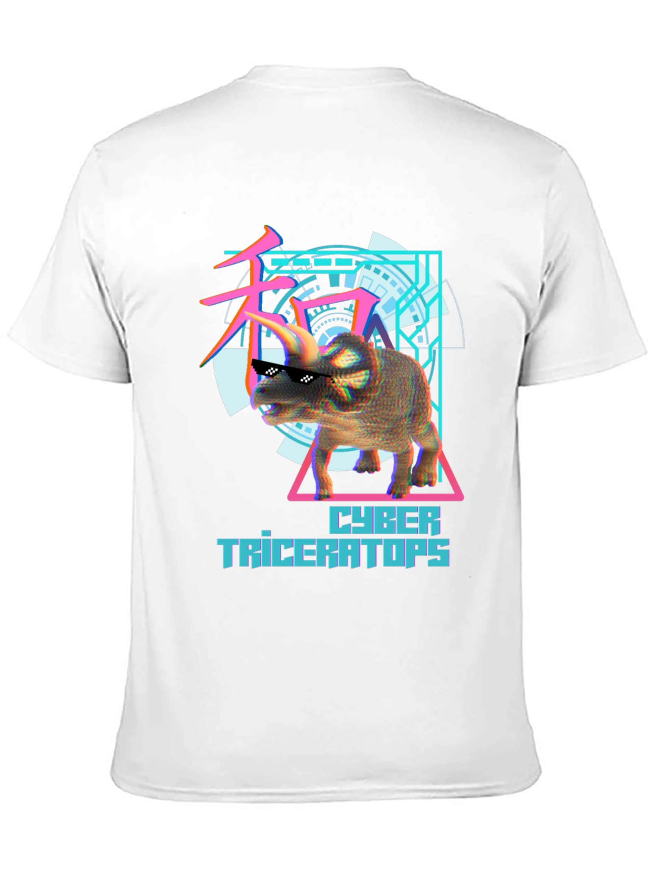 Cyber Triceratops Graphic Tee - Cool Dinosaur Shirt