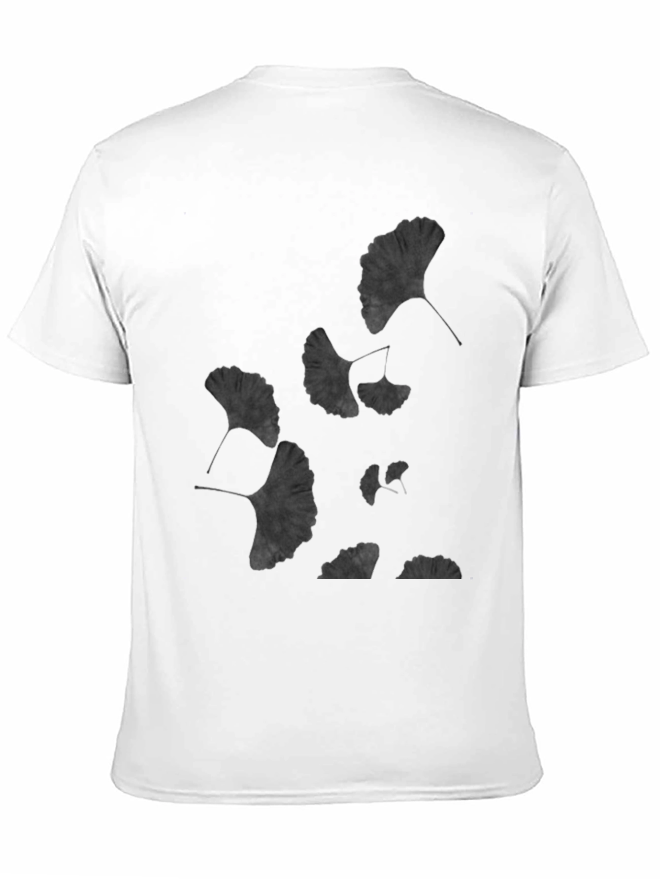 Ginkgo Leaf Print Black T-Shirt - Unisex