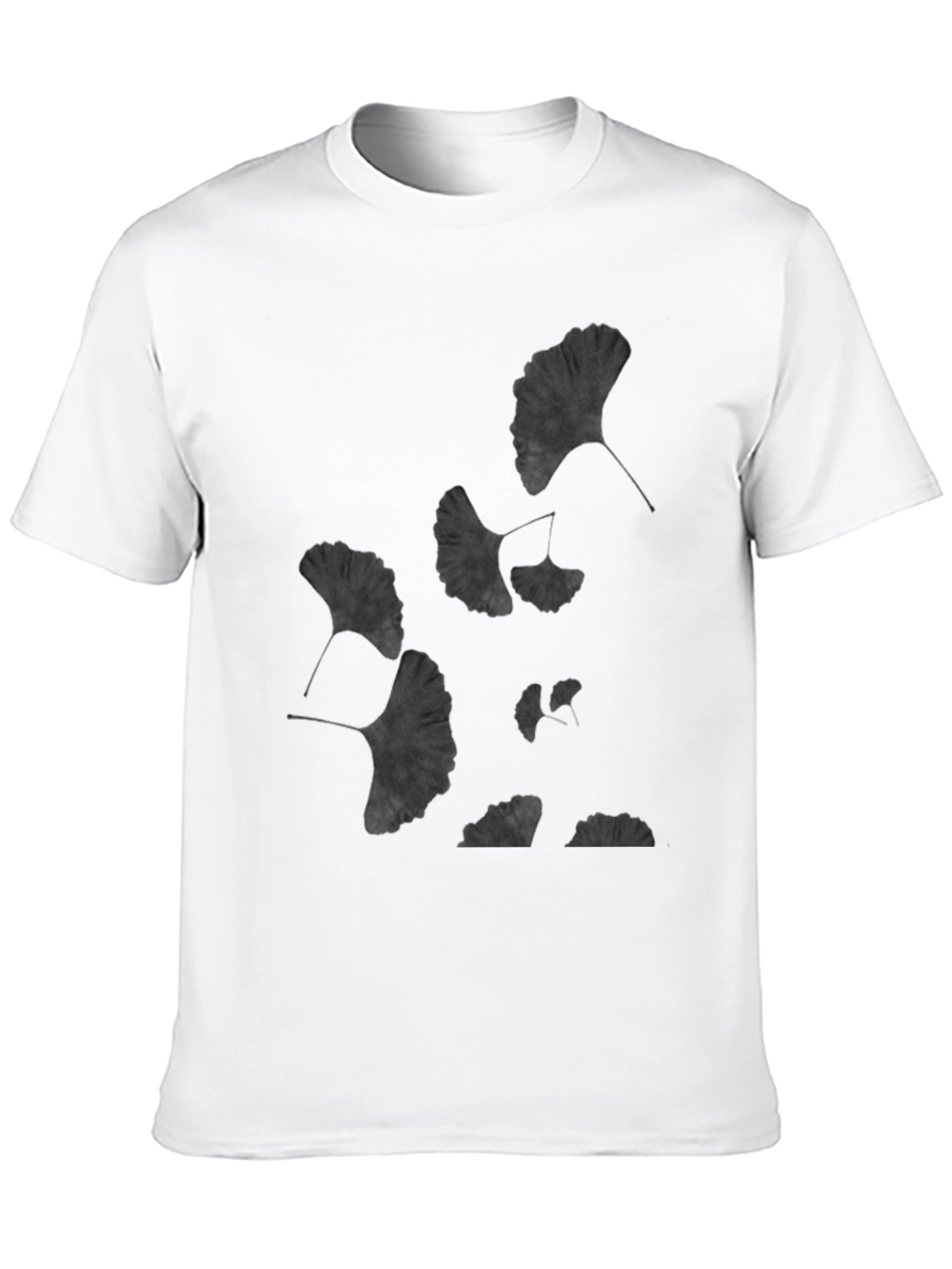 Ginkgo Leaf Print Black T-Shirt - Unisex