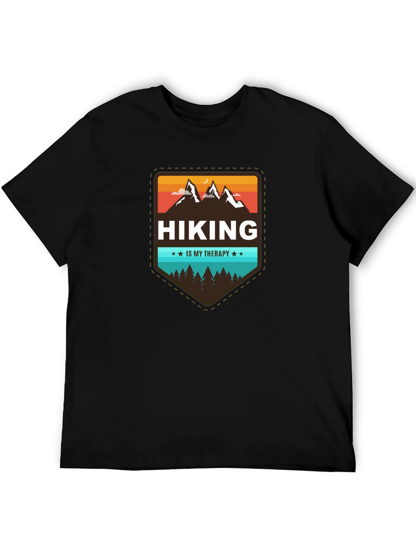 Hiking is My Therapy Black T-Shirt