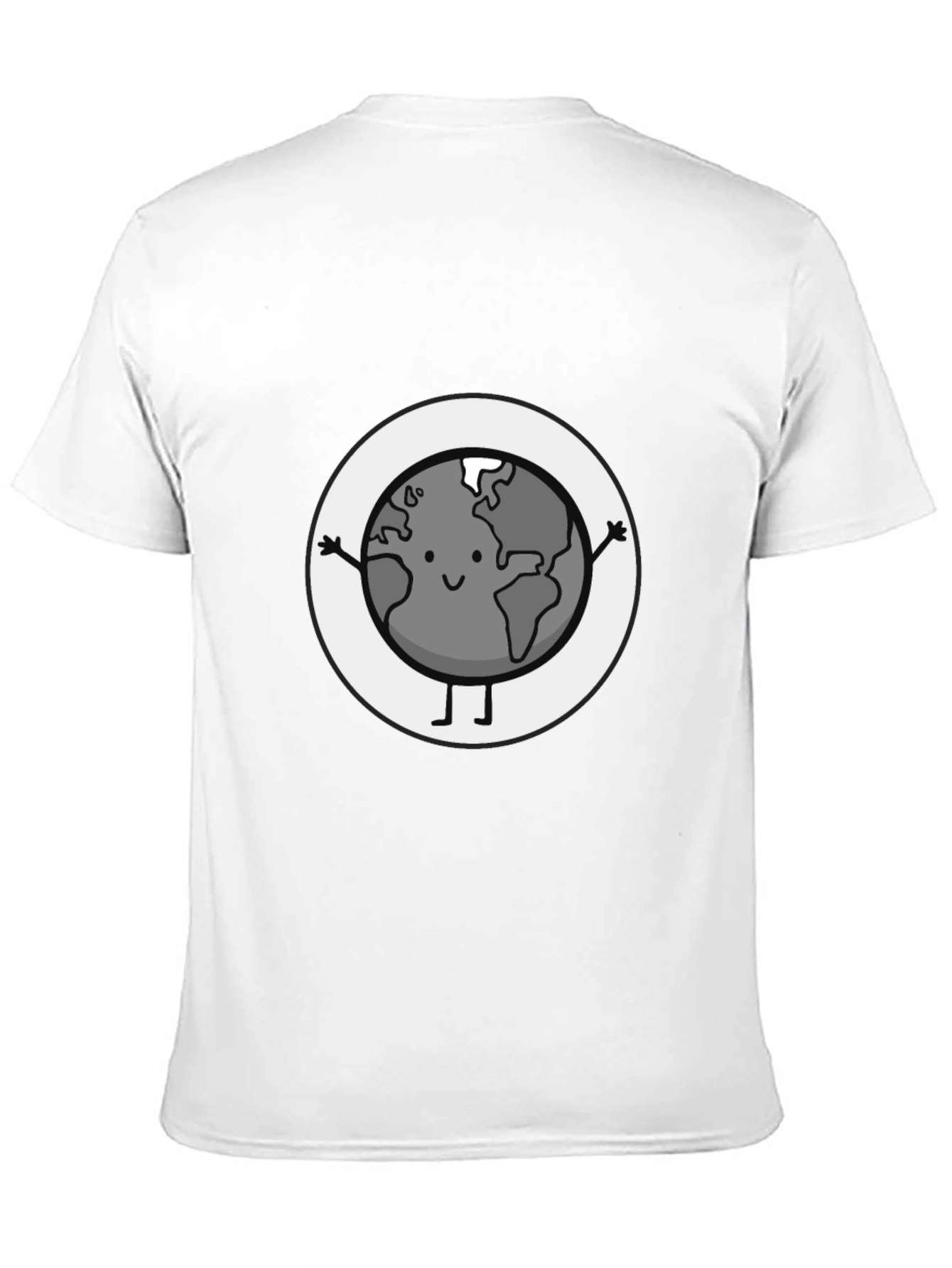 Earth Character Graphic Tee - Black Casual T-Shirt