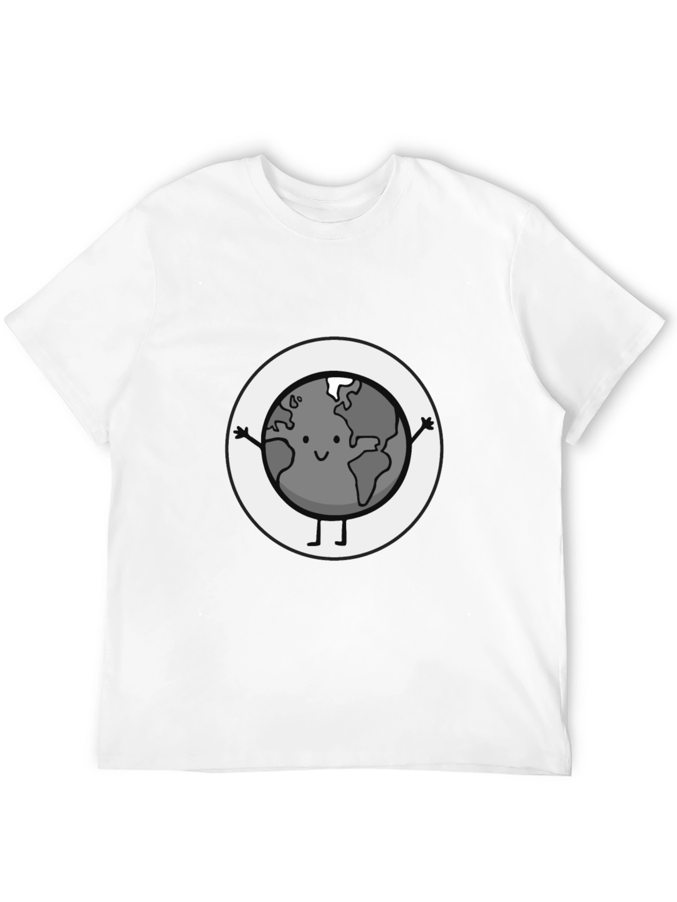 Earth Character Graphic Tee - Black Casual T-Shirt