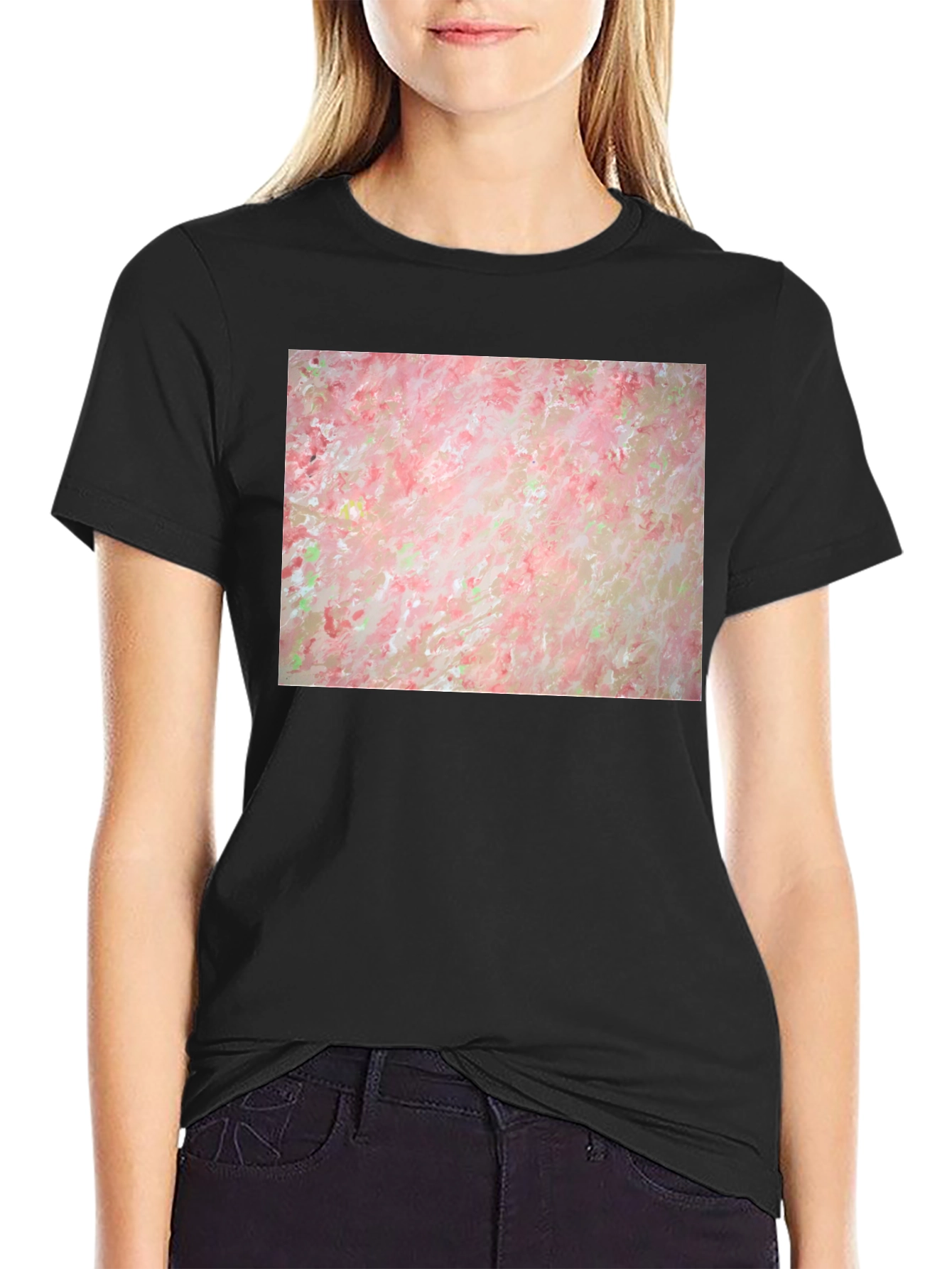 Abstract Floral T-Shirt - Artsy Black Tee