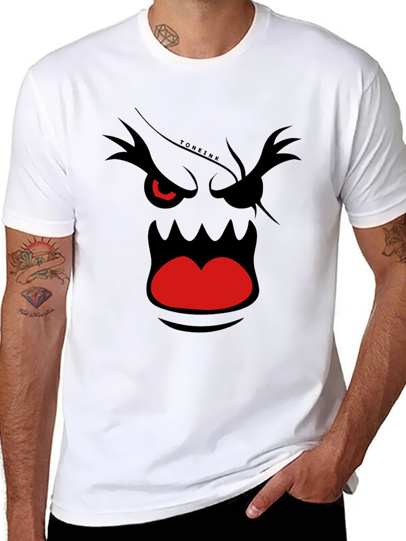 Mens Graphic T-Shirt - Angry Face Design