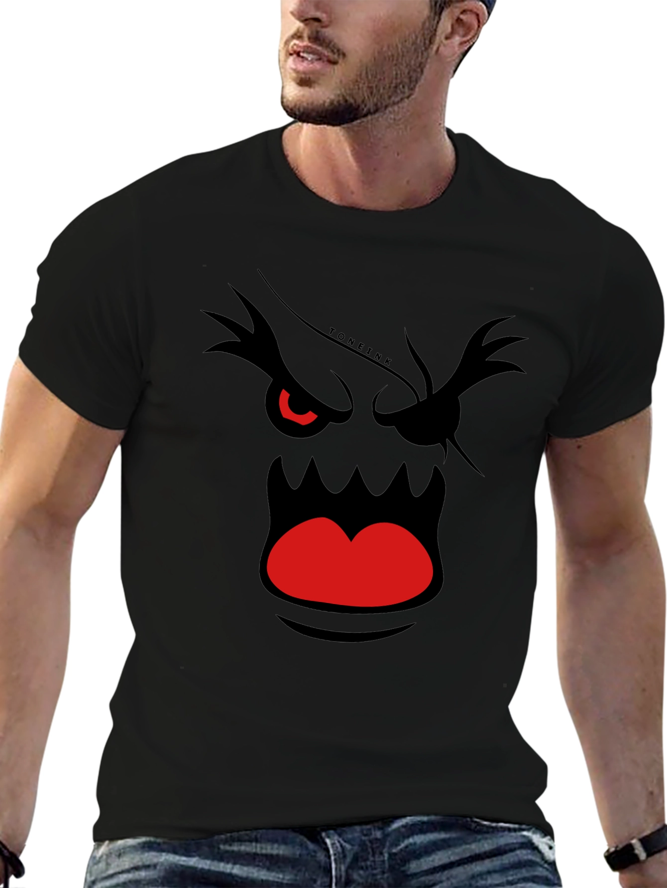 Mens Graphic T-Shirt - Angry Face Design