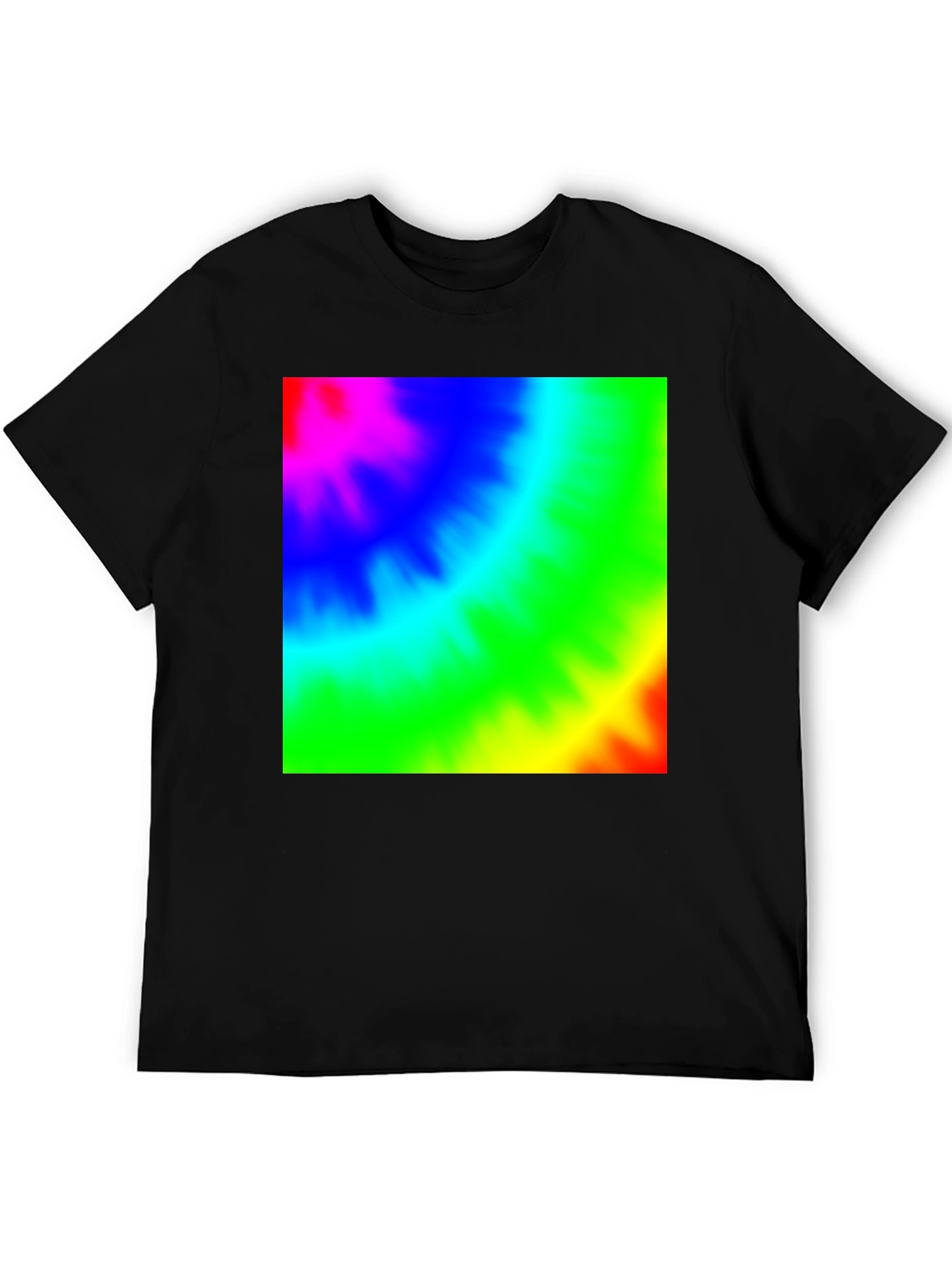 Vibrant Tie-Dye Graphic Black T-Shirt