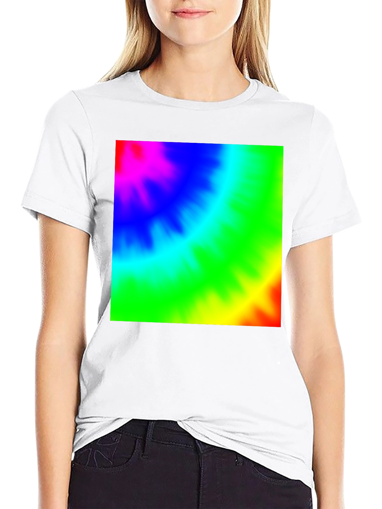 Vibrant Tie-Dye Graphic Black T-Shirt