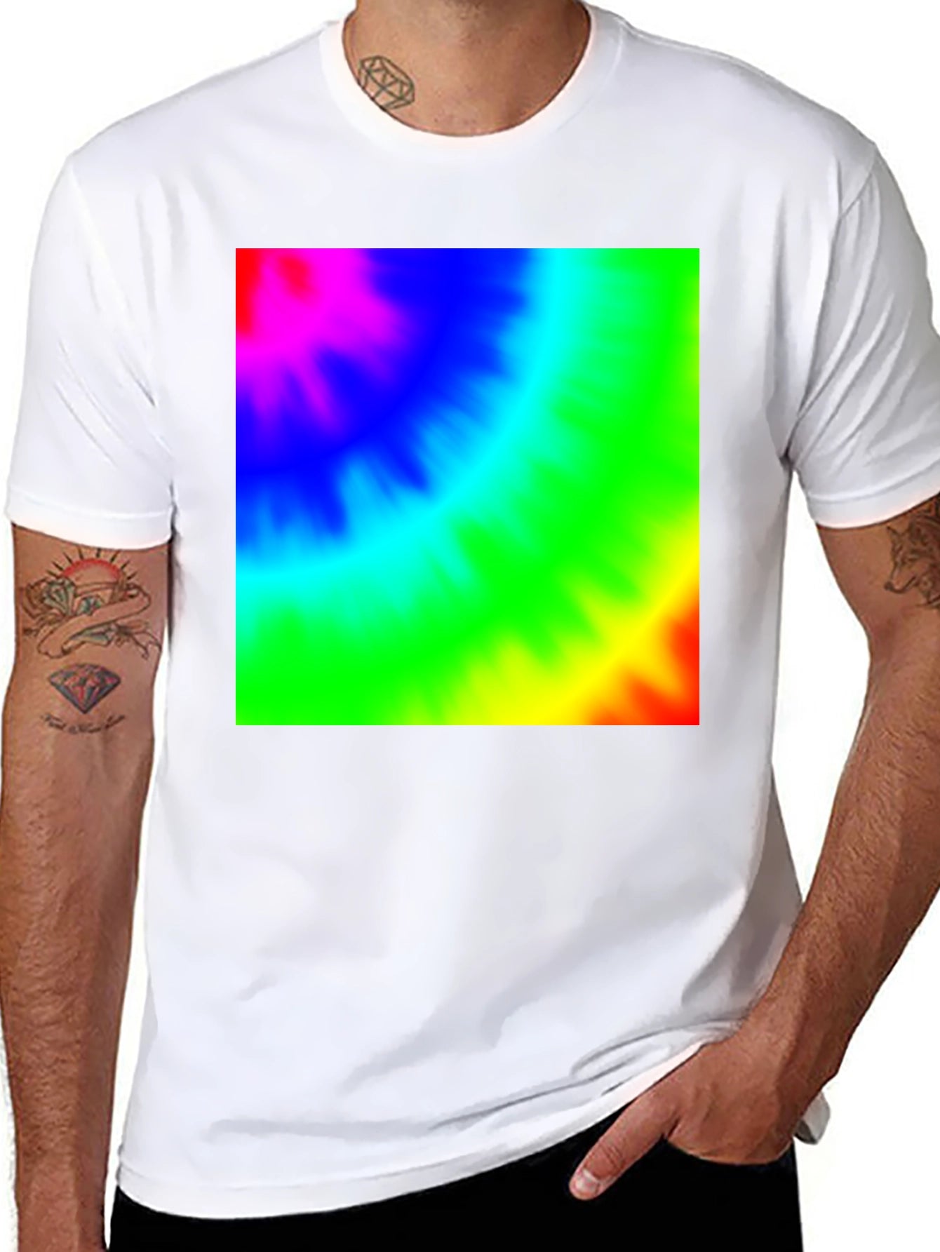 Vibrant Tie-Dye Graphic Black T-Shirt