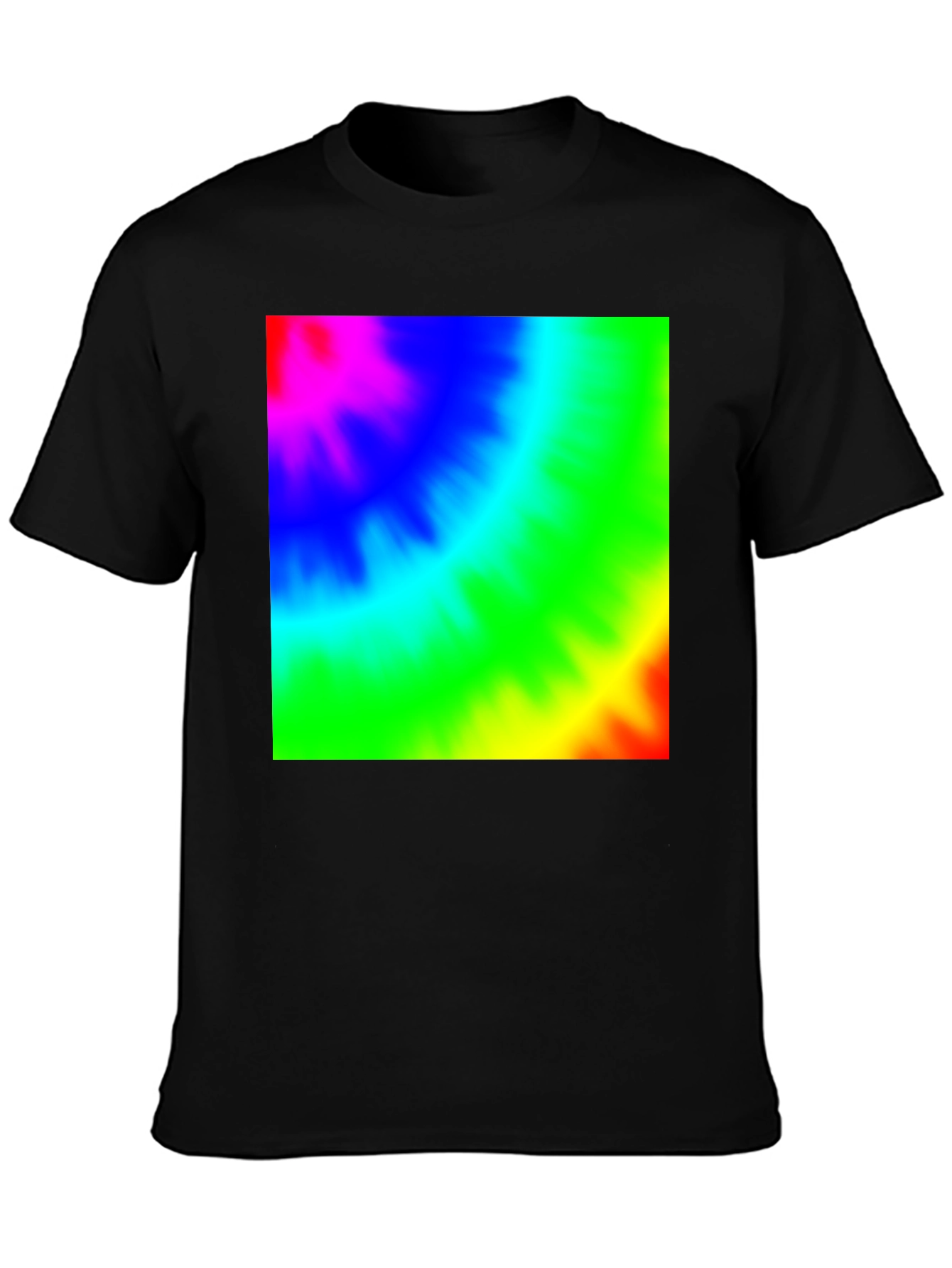 Vibrant Tie-Dye Graphic Black T-Shirt