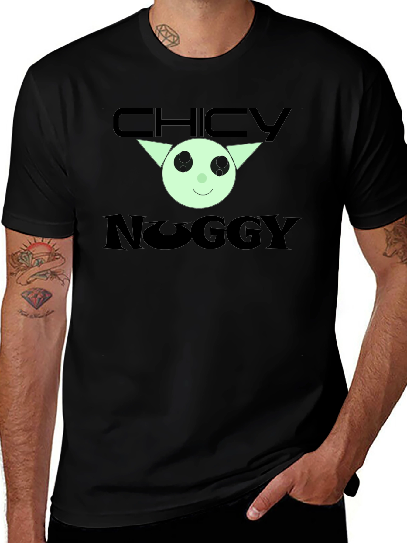Chicky Noggy Graphic Tee - Black Cotton T-Shirt