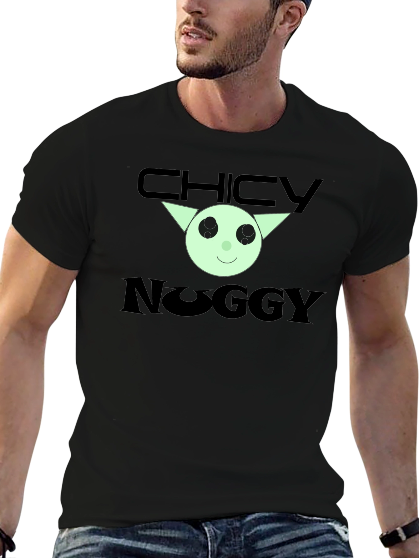 Chicky Noggy Graphic Tee - Black Cotton T-Shirt