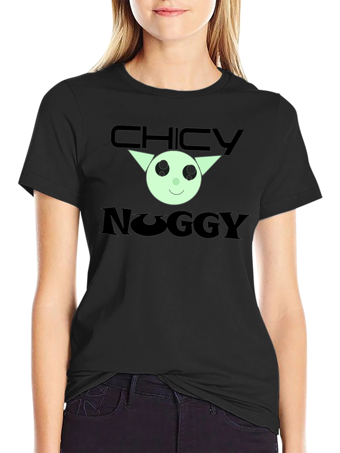 Chicky Noggy Graphic Tee - Black Cotton T-Shirt