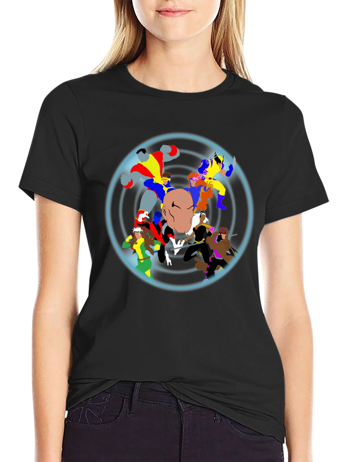 X-Men Cartoon Graphic Black T-Shirt