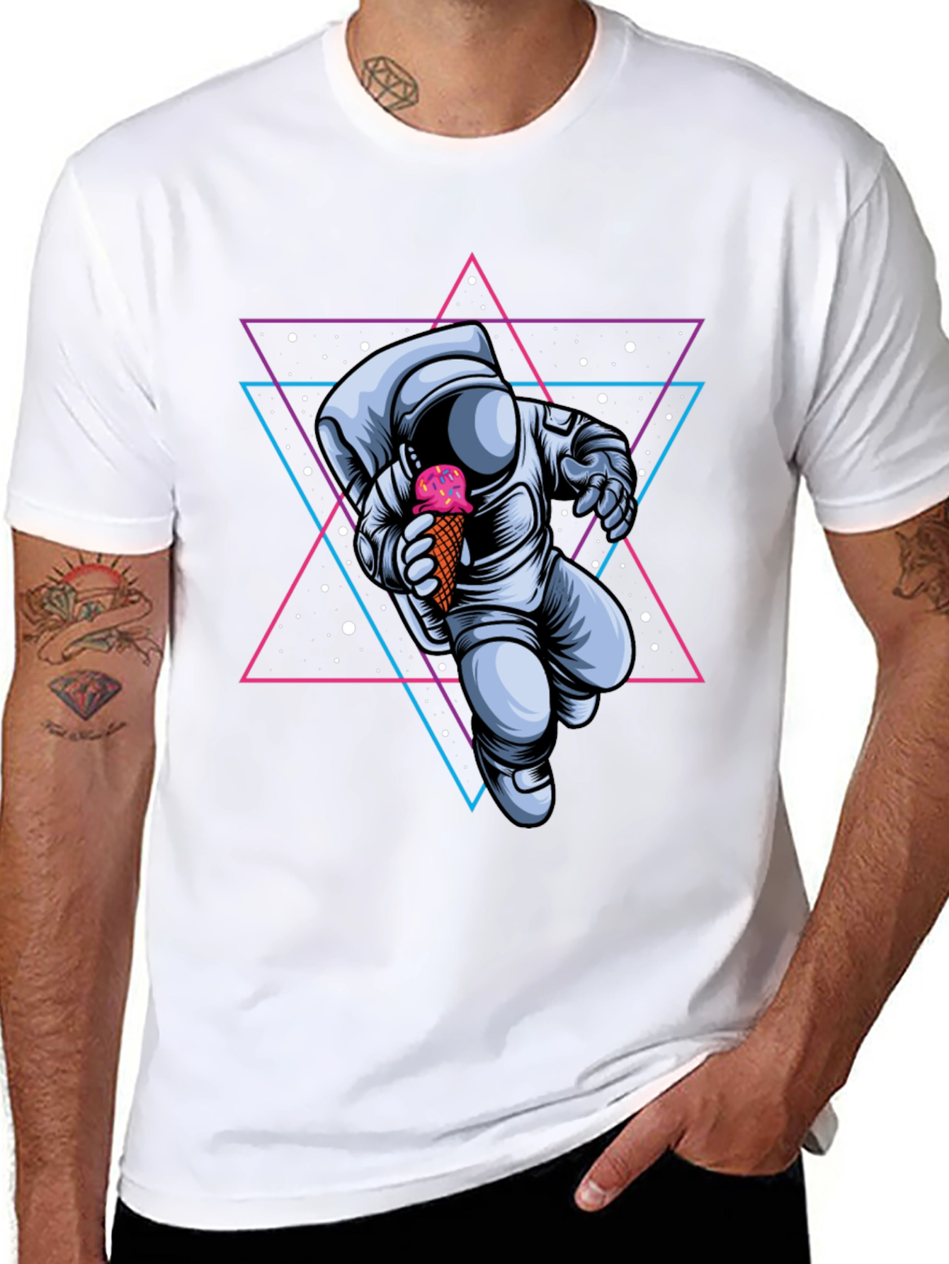 Astronaut Ice Cream Graphic Tee - Space Lovers T-Shirt