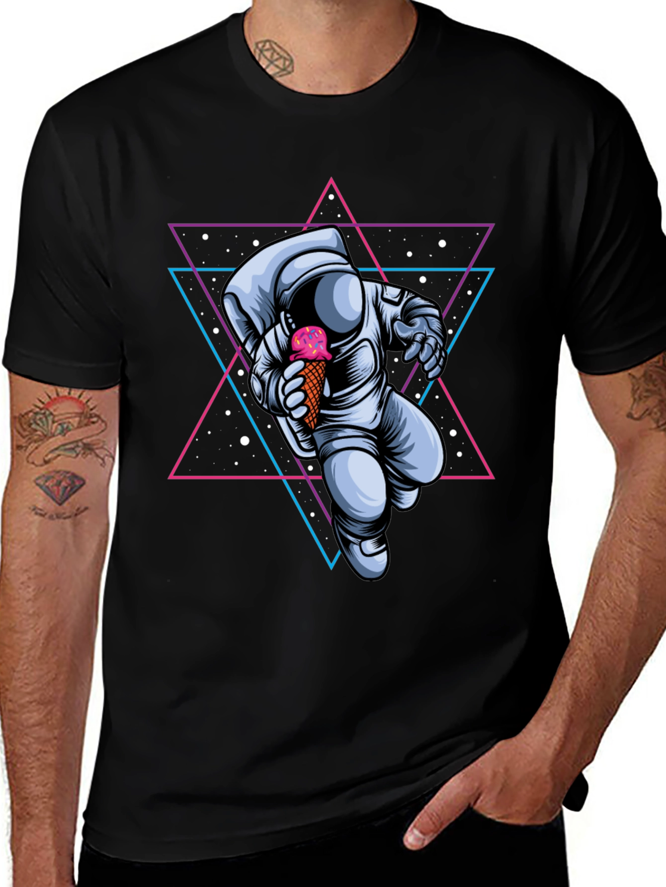 Astronaut Ice Cream Graphic Tee - Space Lovers T-Shirt