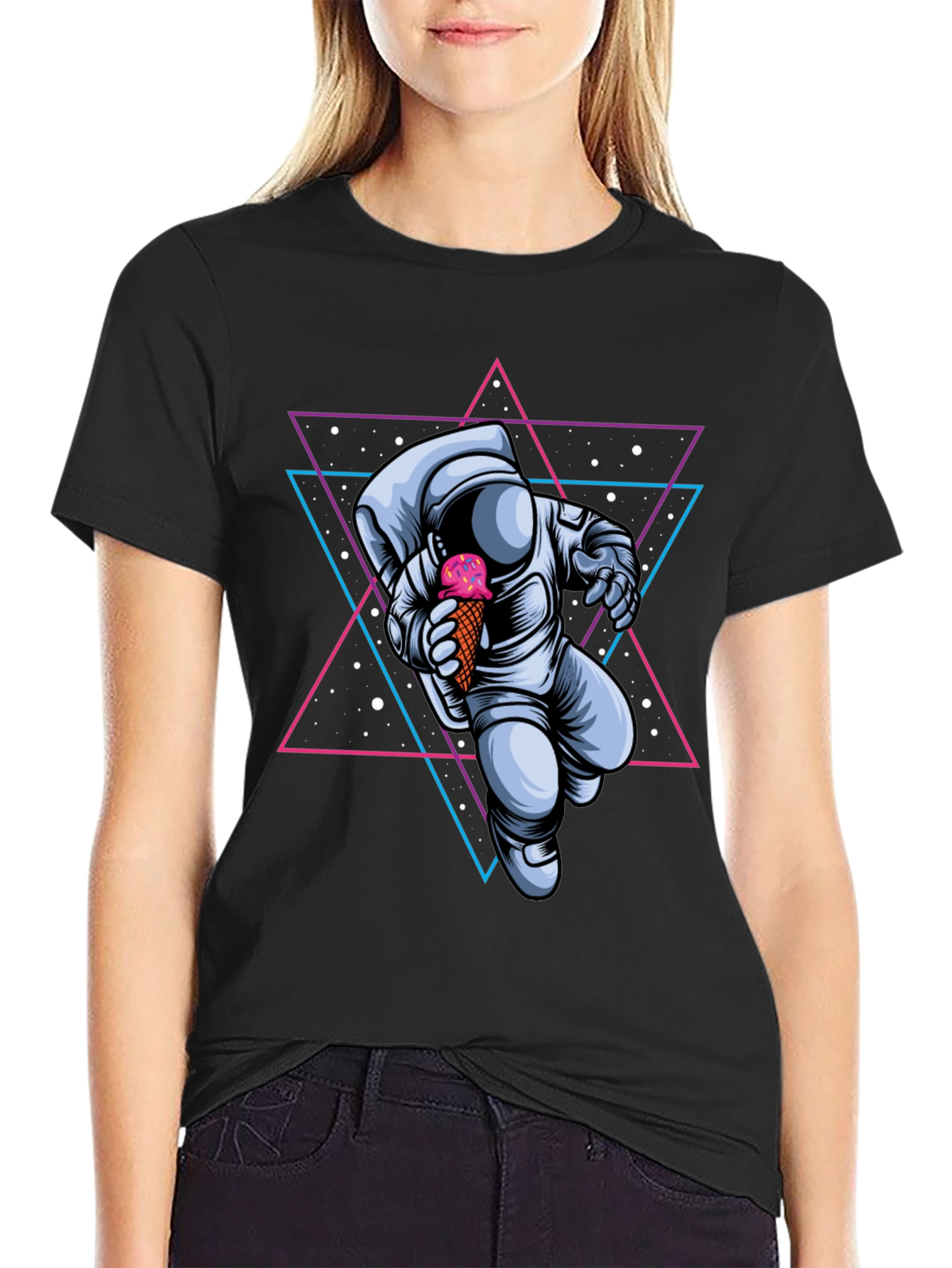 Astronaut Ice Cream Graphic Tee - Space Lovers T-Shirt