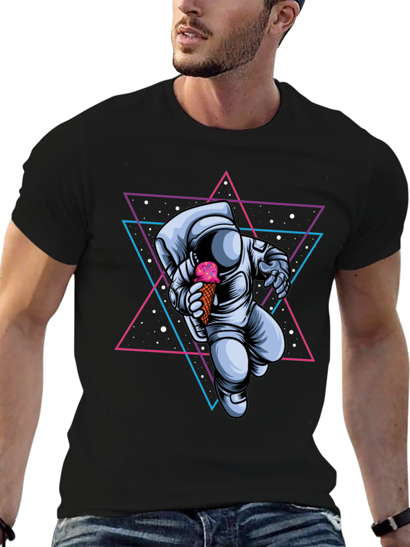 Astronaut Ice Cream Graphic Tee - Space Lovers T-Shirt