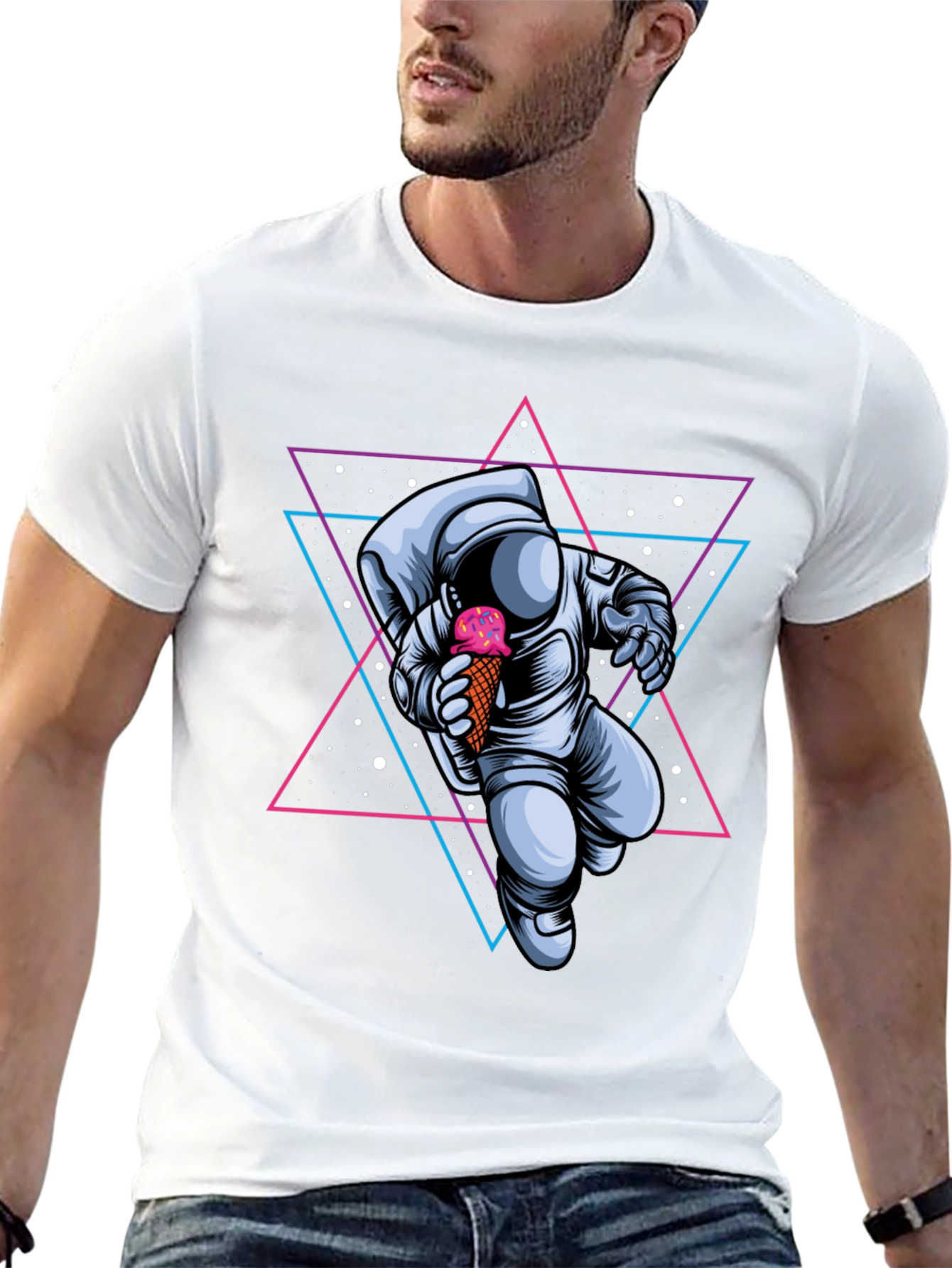 Astronaut Ice Cream Graphic Tee - Space Lovers T-Shirt