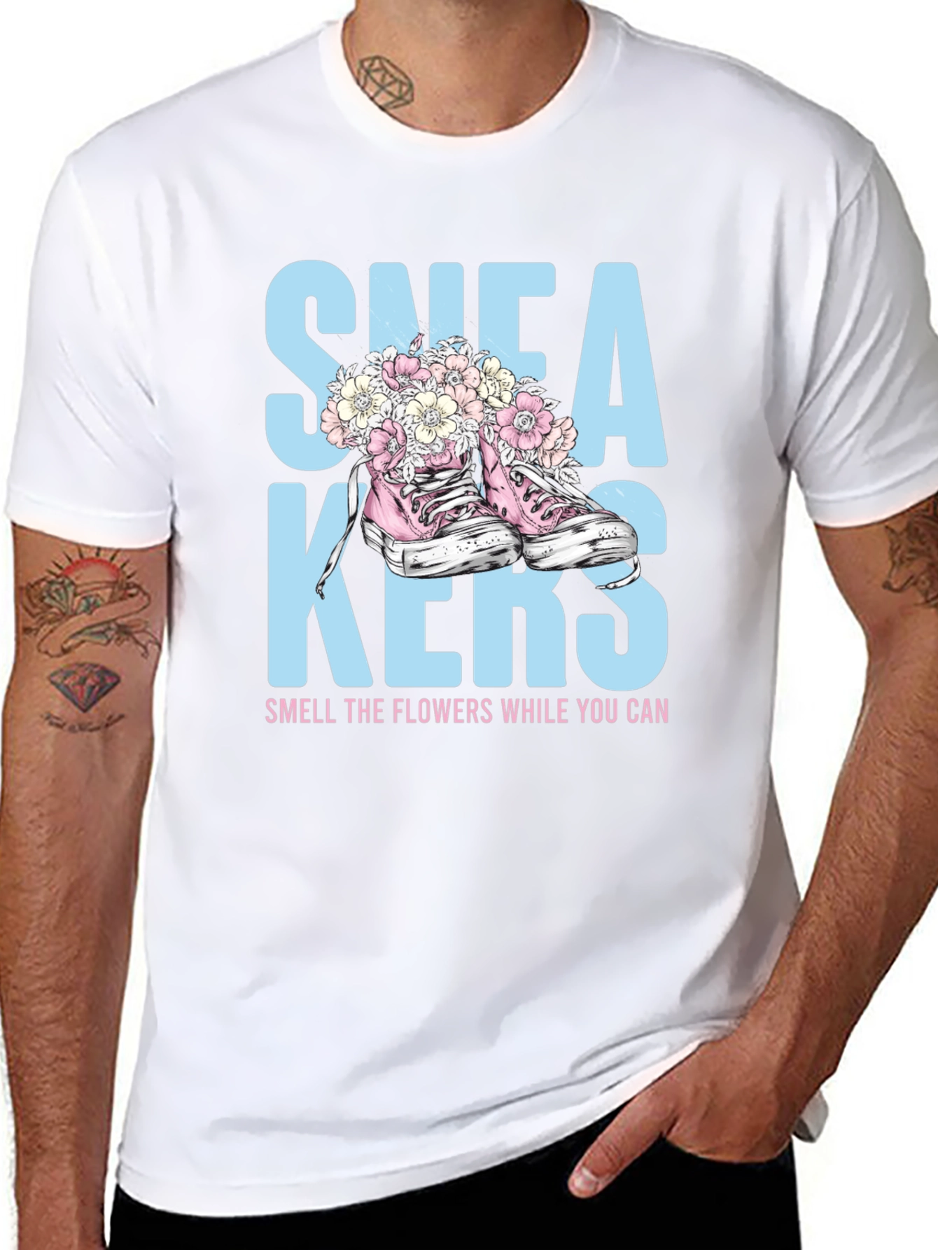 Sneakers and Flowers Graphic Tee