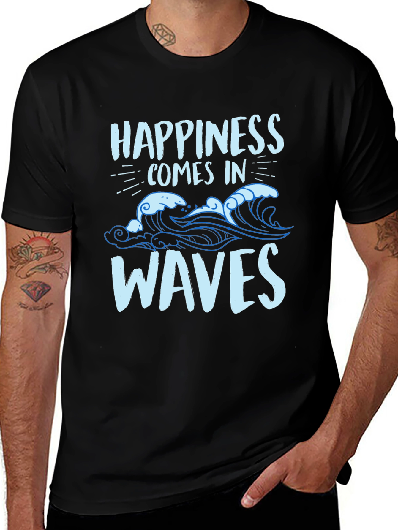 Happiness Comes in Waves Graphic T-Shirt