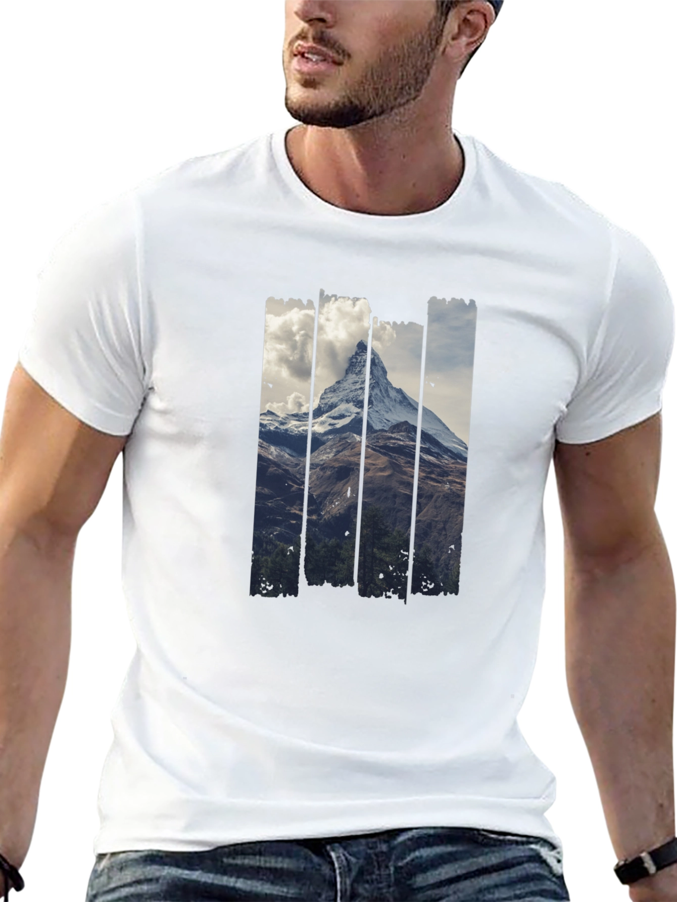 Mountain Peak Graphic Print Mens Black T-Shirt
