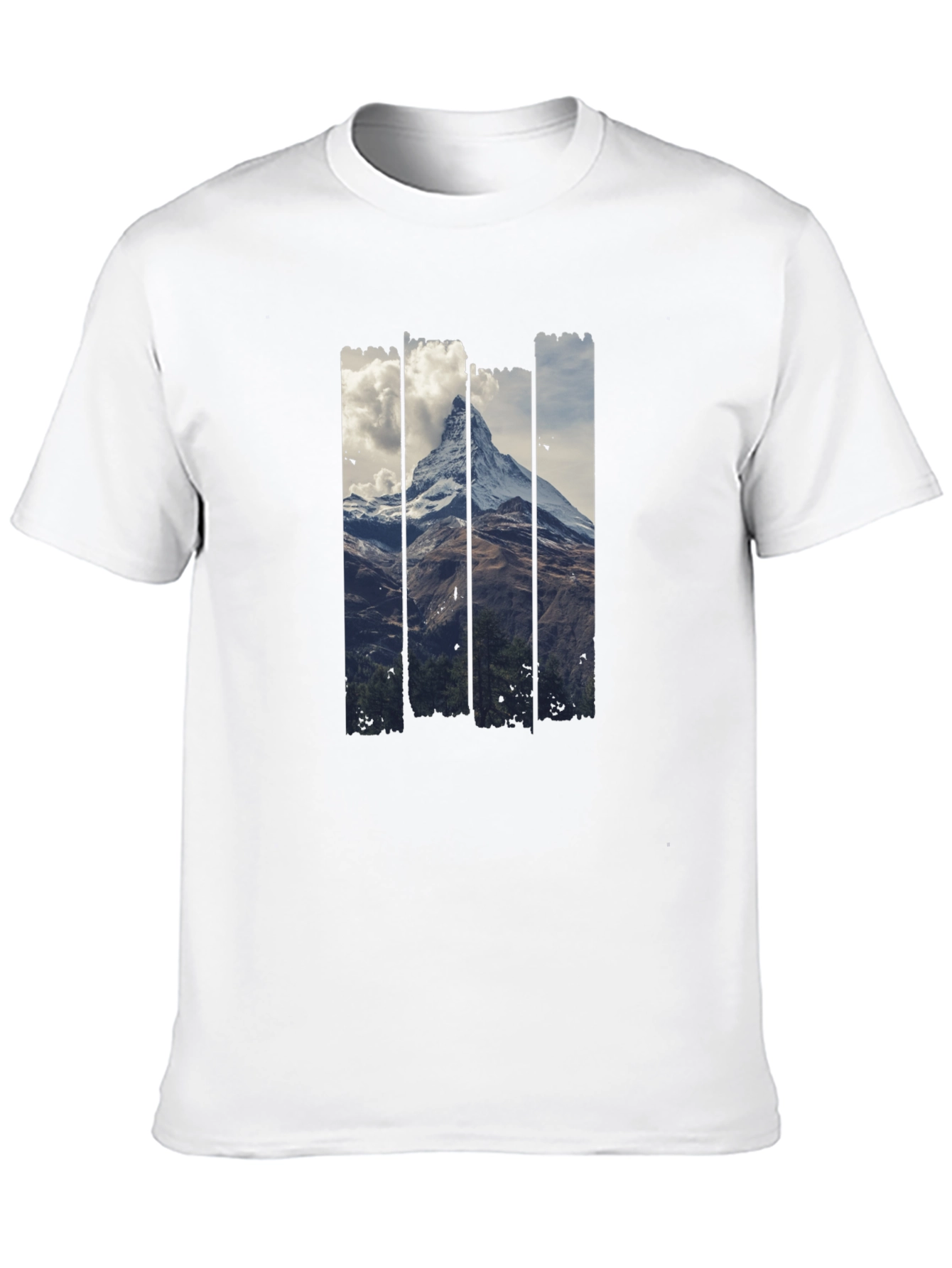 Mountain Peak Graphic Print Mens Black T-Shirt