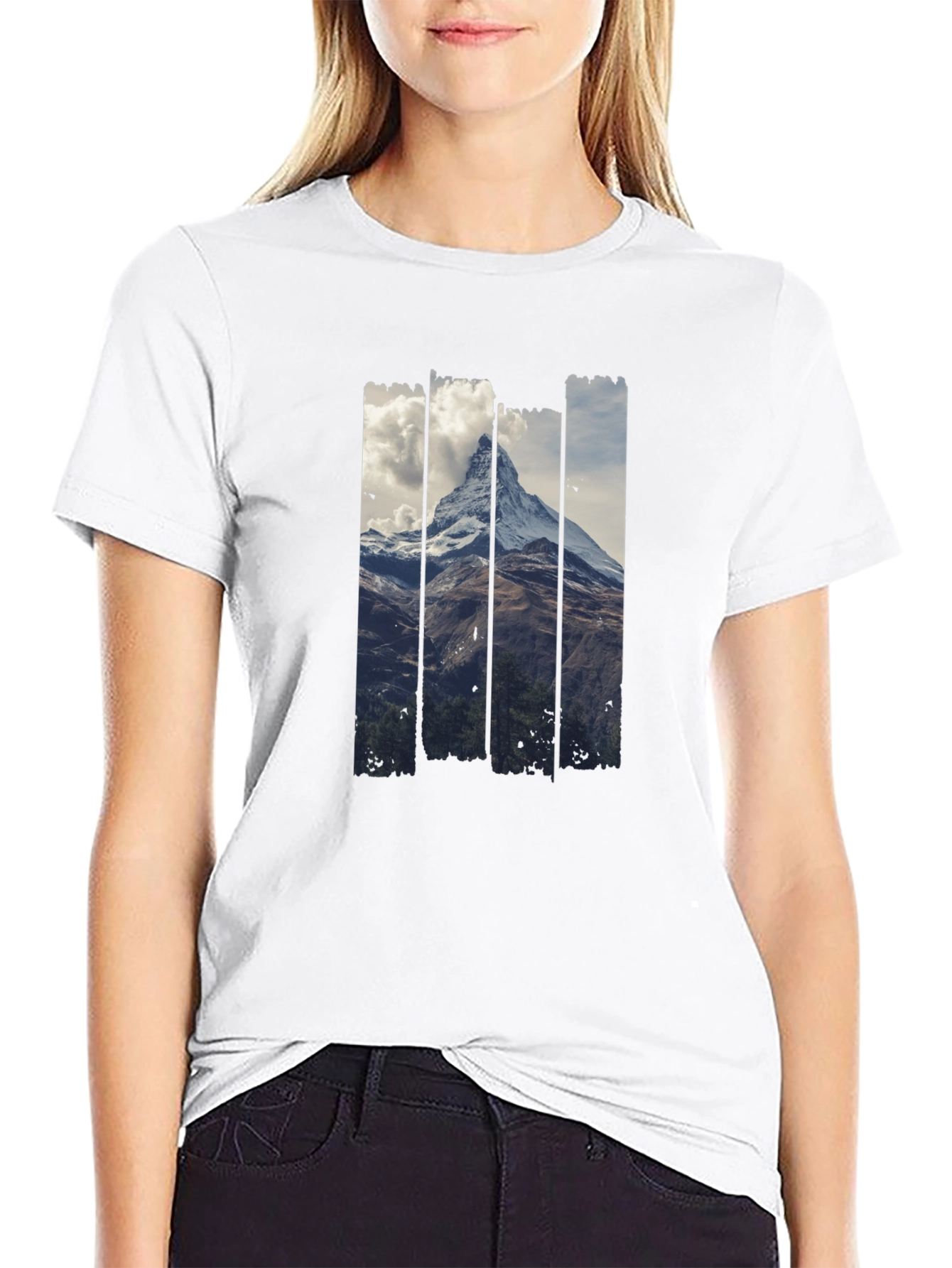 Mountain Peak Graphic Print Mens Black T-Shirt