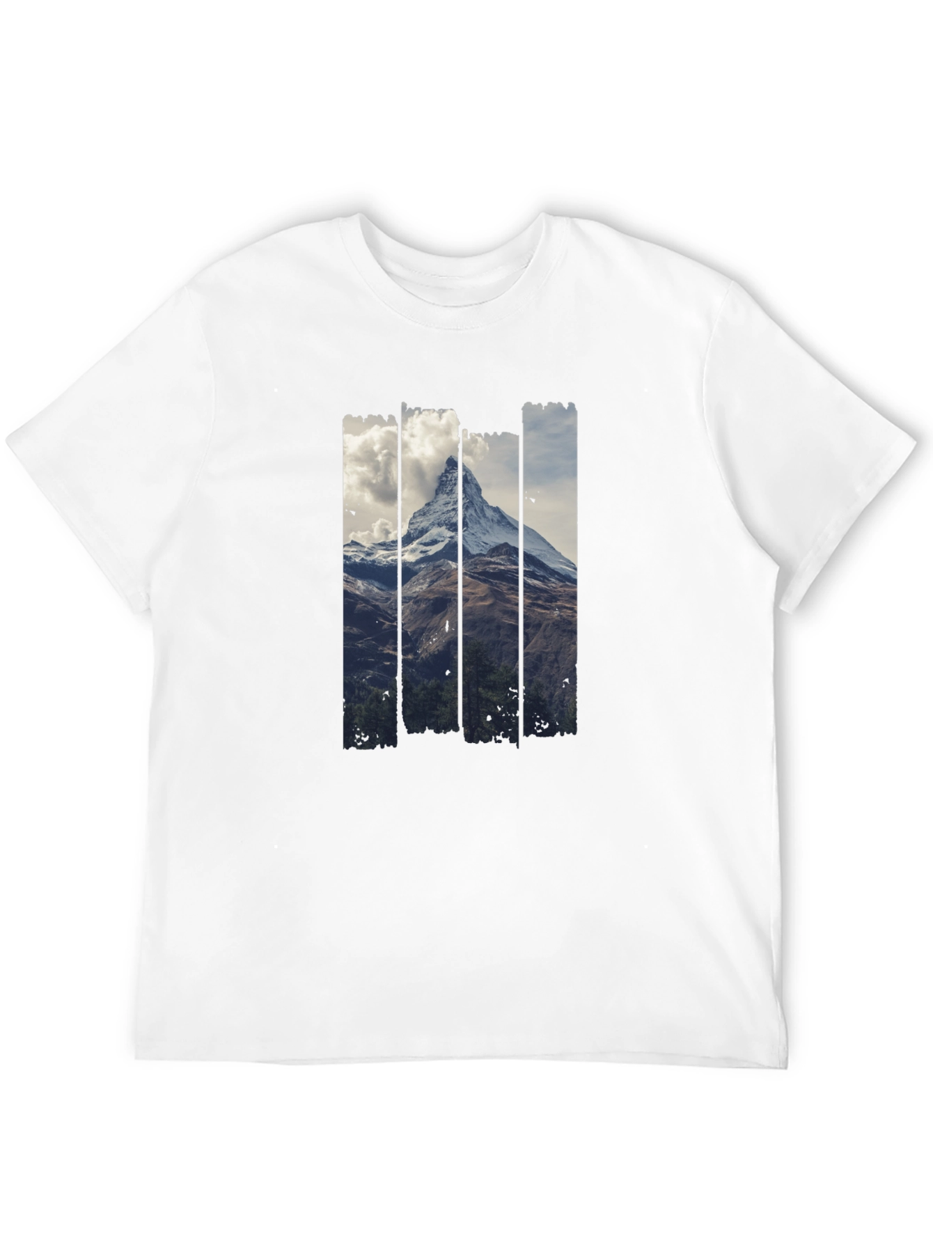 Mountain Peak Graphic Print Mens Black T-Shirt