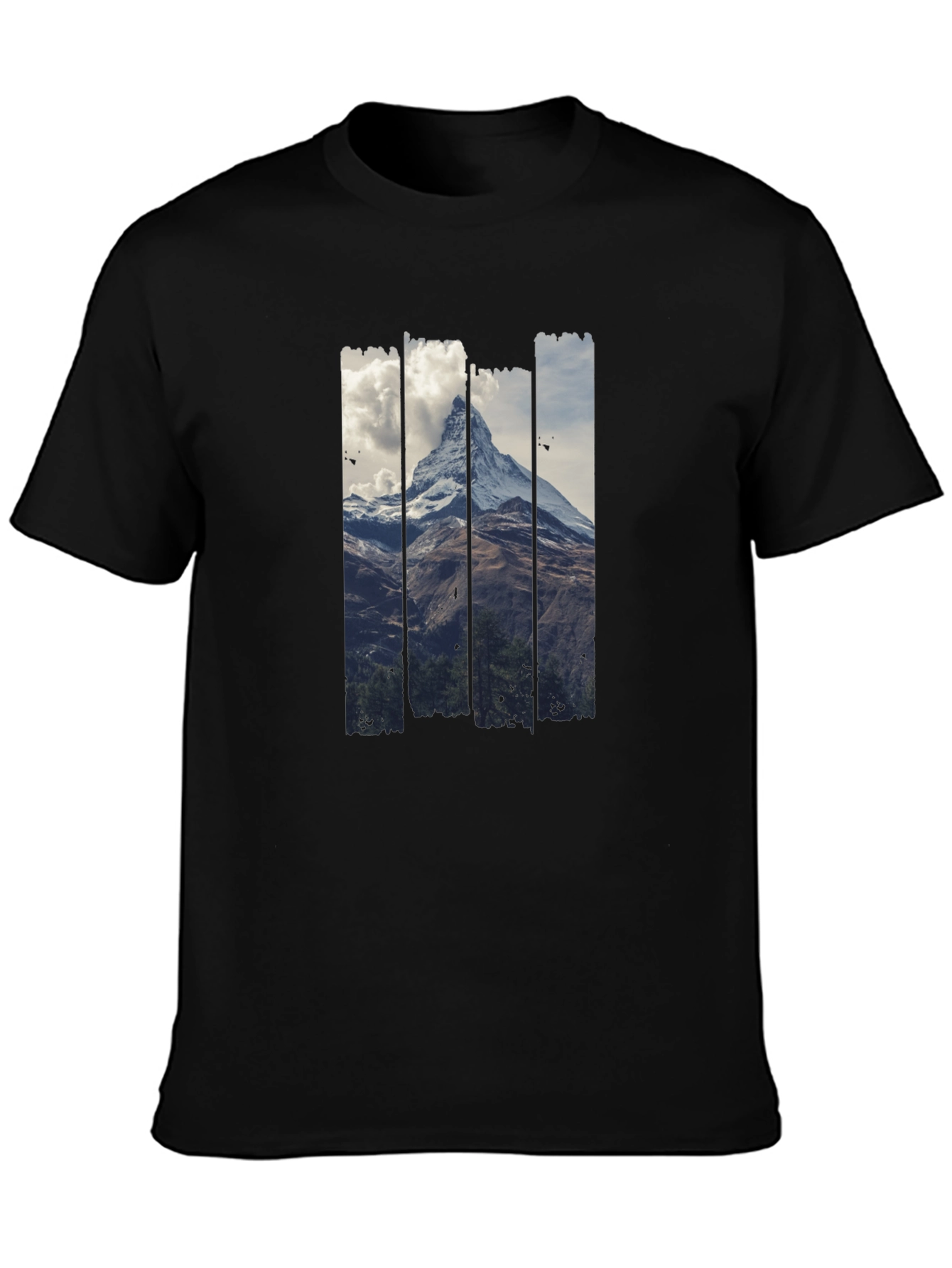 Mountain Peak Graphic Print Mens Black T-Shirt