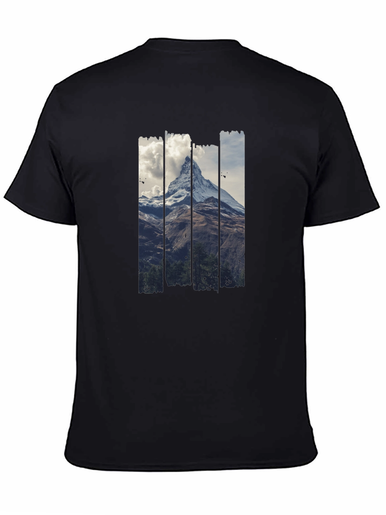 Mountain Peak Graphic Print Mens Black T-Shirt
