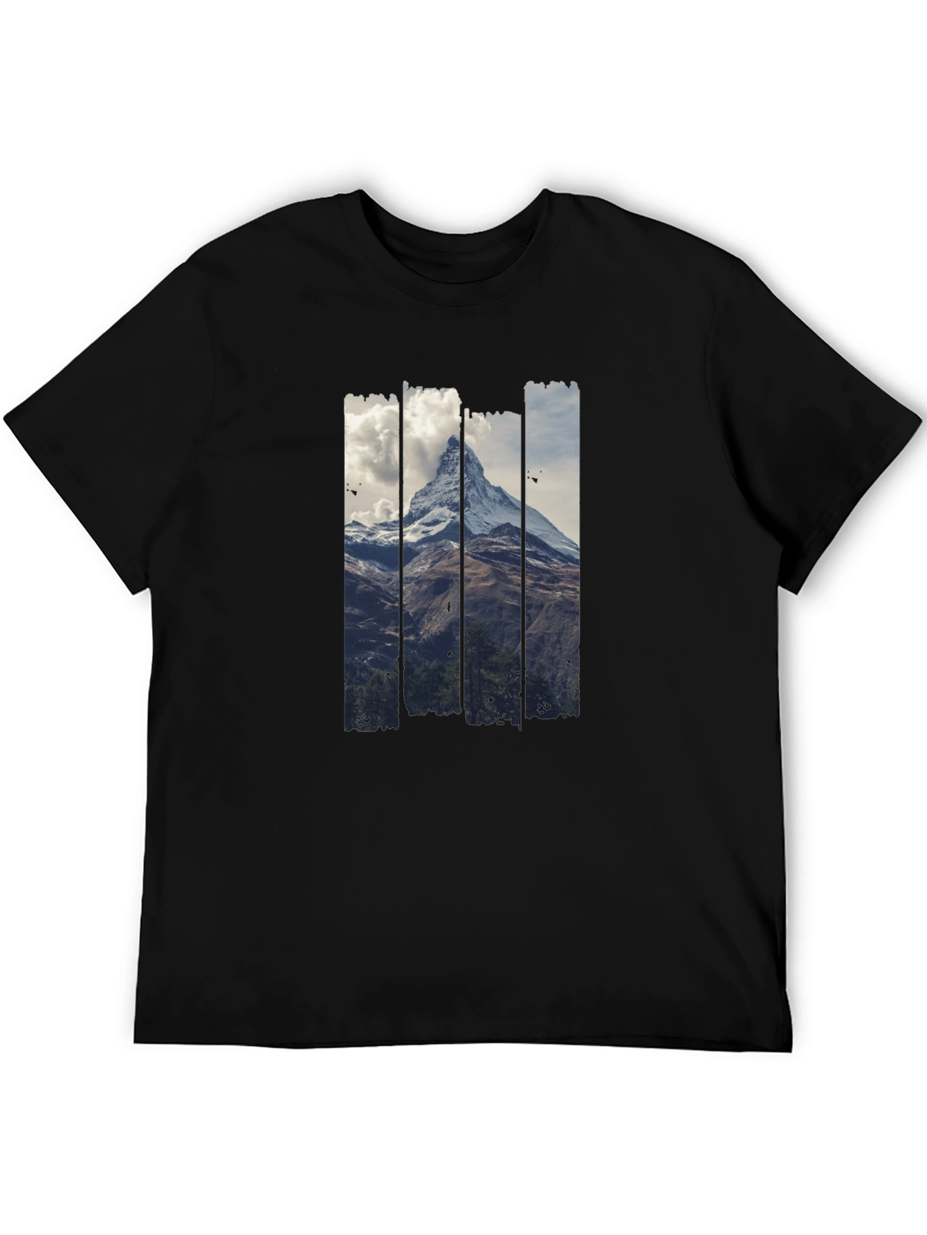 Mountain Peak Graphic Print Mens Black T-Shirt