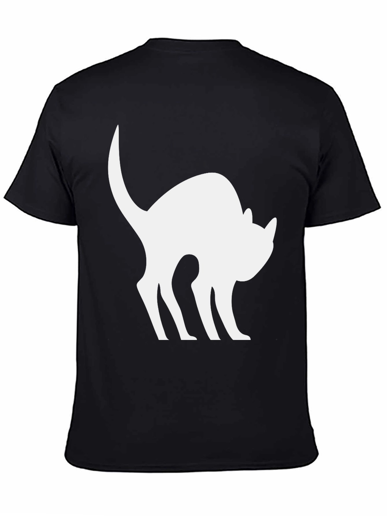 Black Cat Silhouette T-Shirt - Arched Back Design
