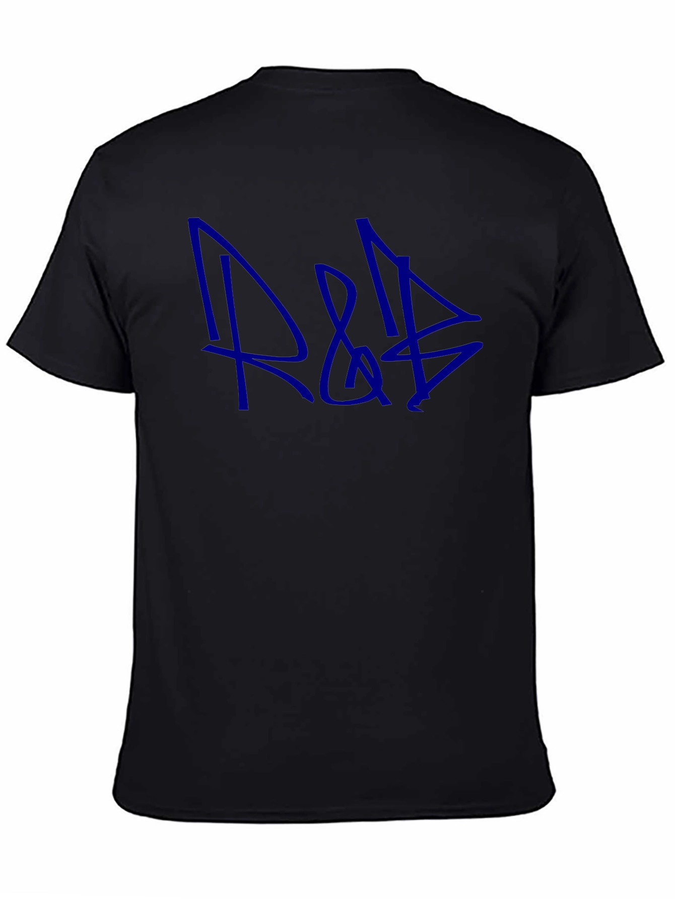 Blue Graffiti Style Graphic Print Black T-Shirt