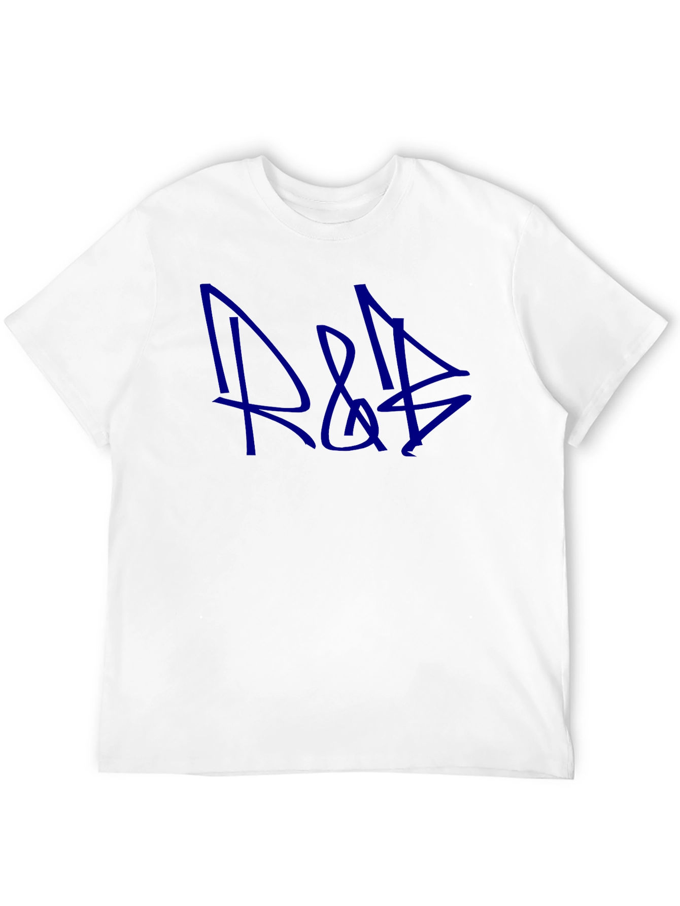 Blue Graffiti Style Graphic Print Black T-Shirt