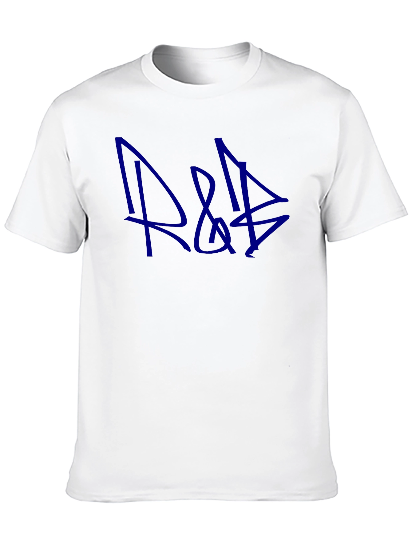 Blue Graffiti Style Graphic Print Black T-Shirt