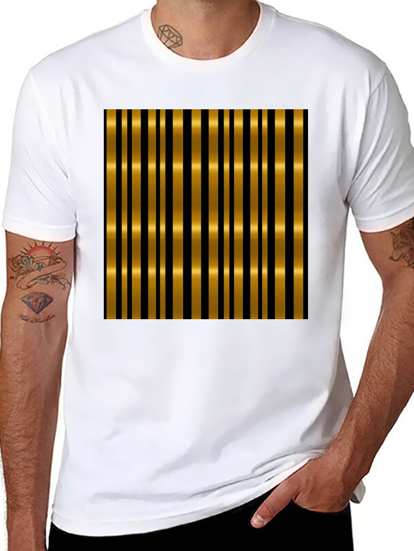 Bold Striped T-Shirt - Black and Gold Design